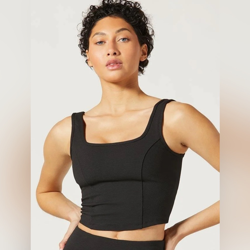 Wear It To Heart Sammie Square Neck Cropped Tank w/ Built-In Shelf Bra - NWT
